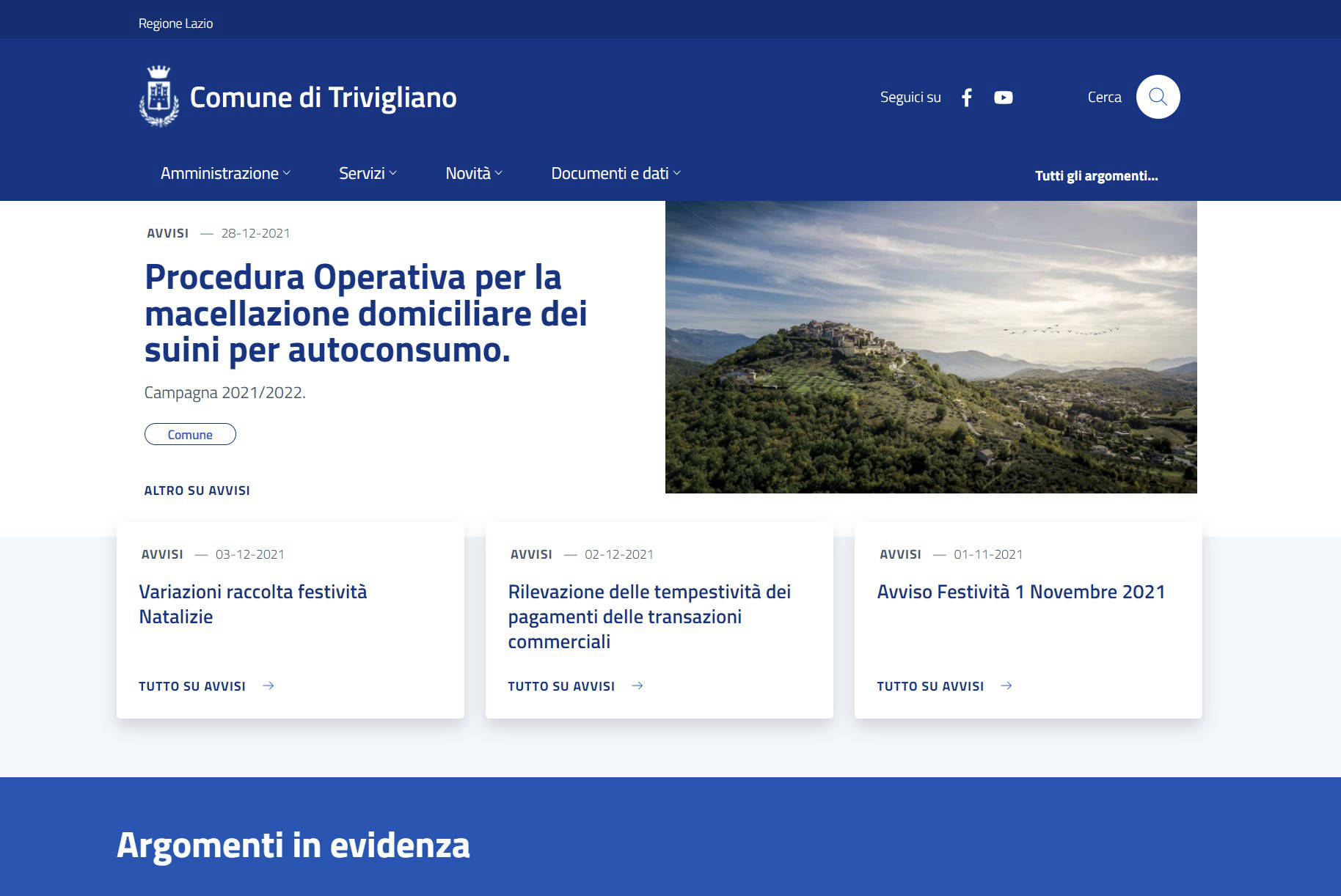Sito web del comune di Trivigliano